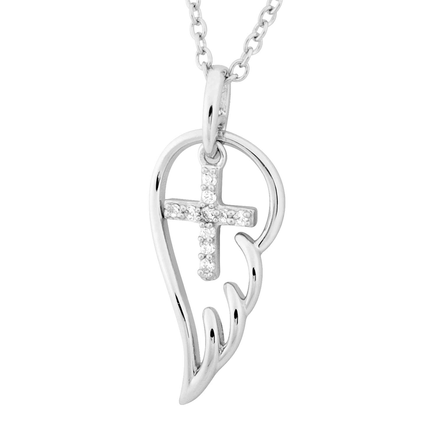 Diamond Pendant Necklace, Sterling Silver. 