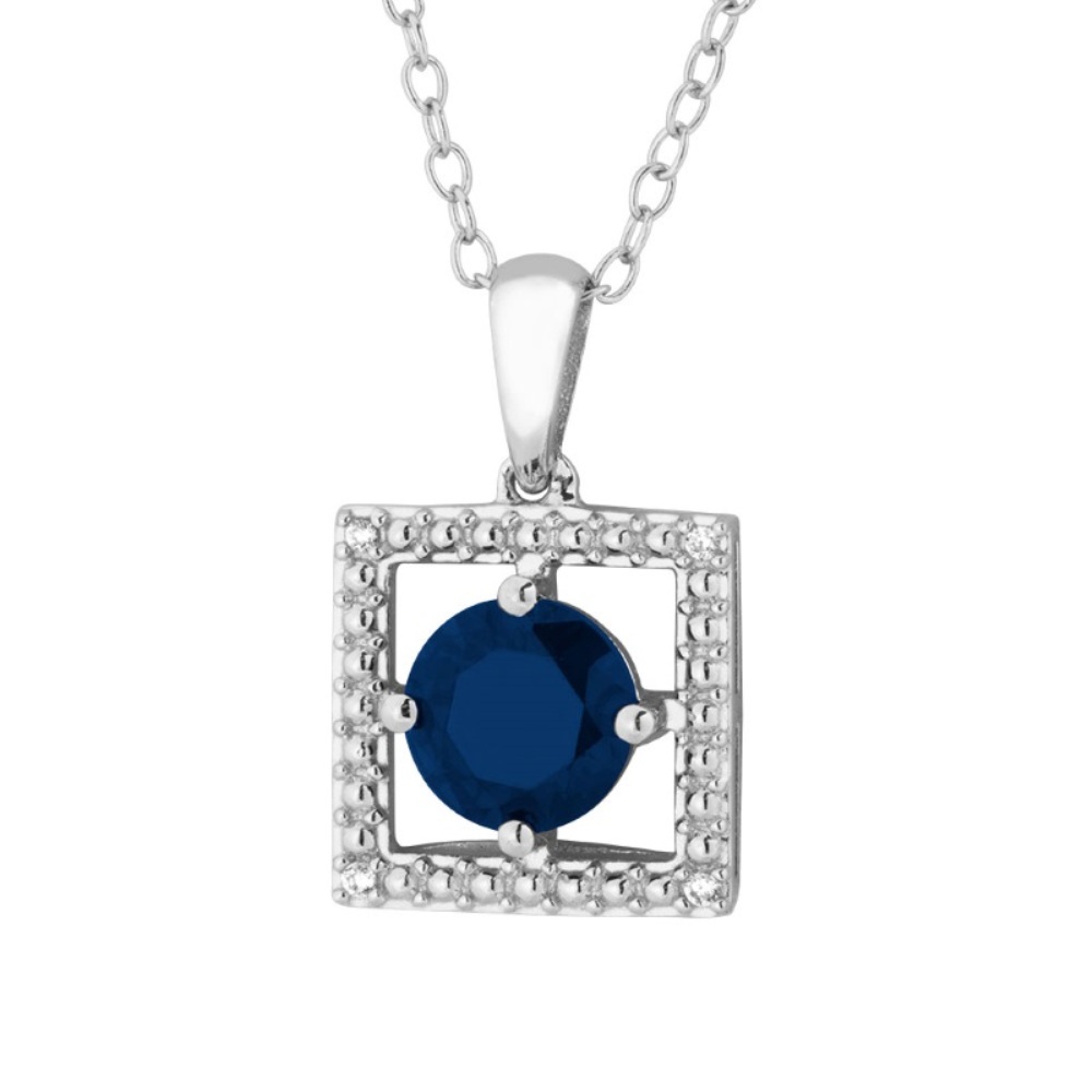 CZ Pendant Necklace, Rhodium Plated Sterling Silver