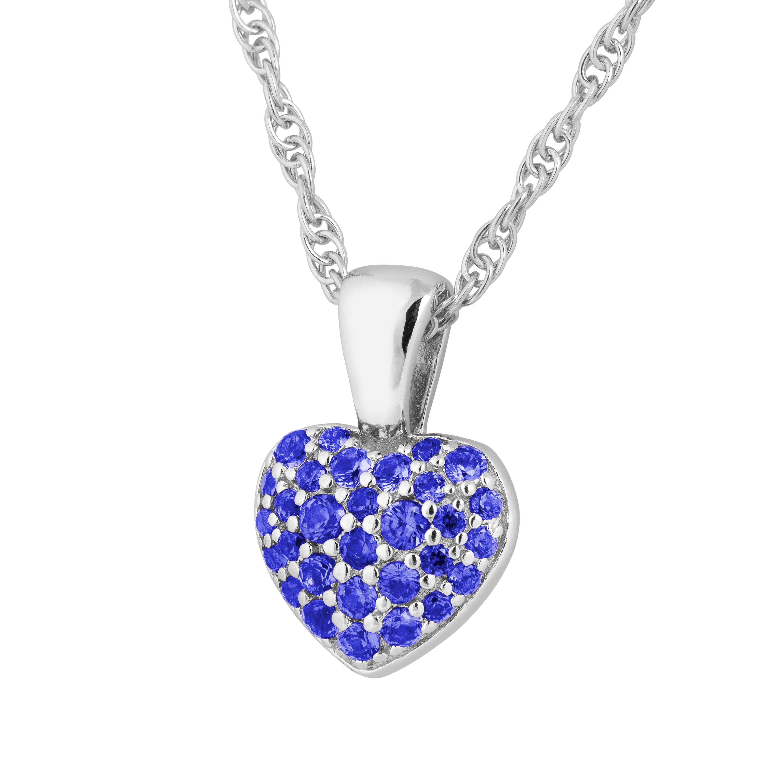 CZ Pendant Necklace, Rhodium Plated Sterling Silver