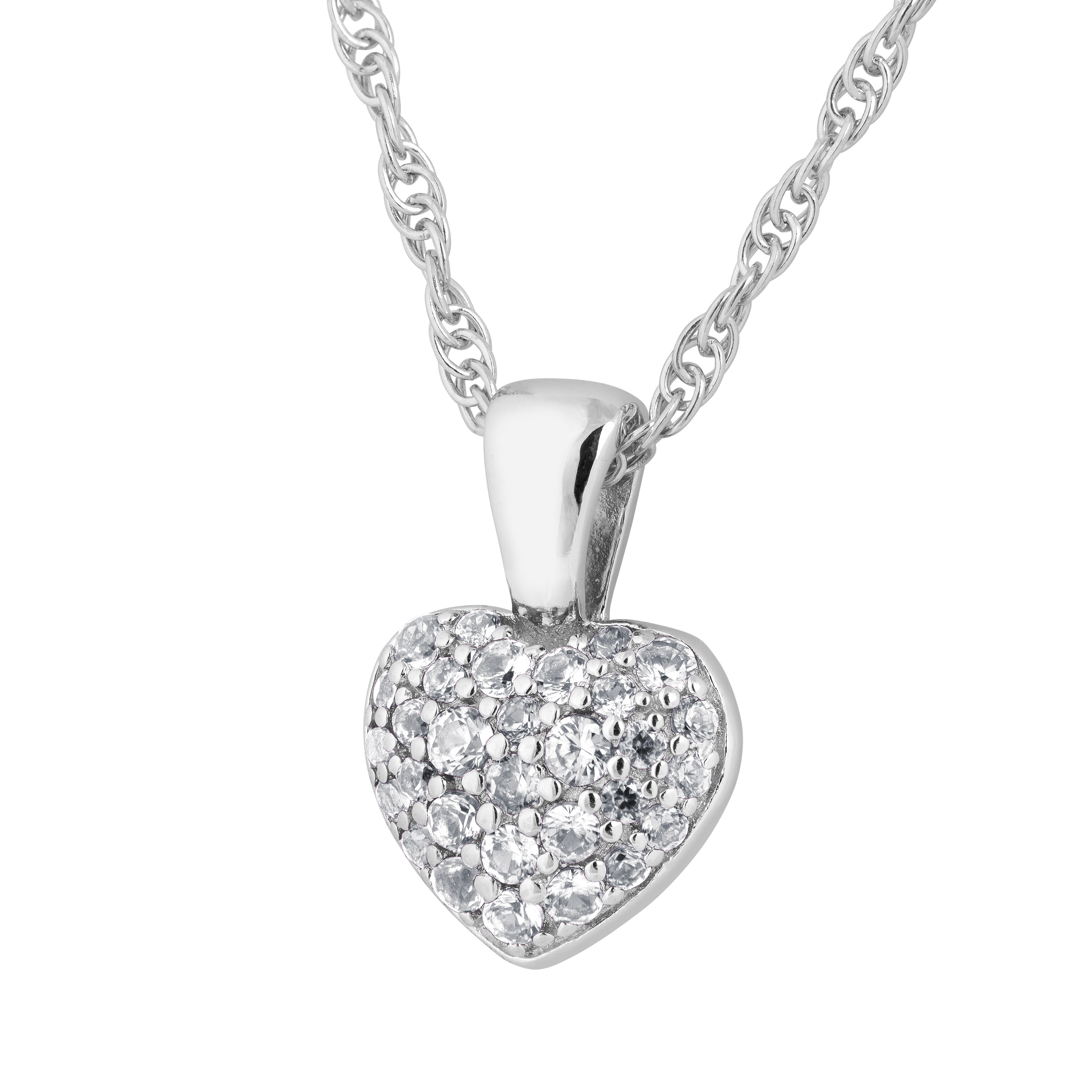 CZ Pendant Necklace, Rhodium Plated Sterling Silver