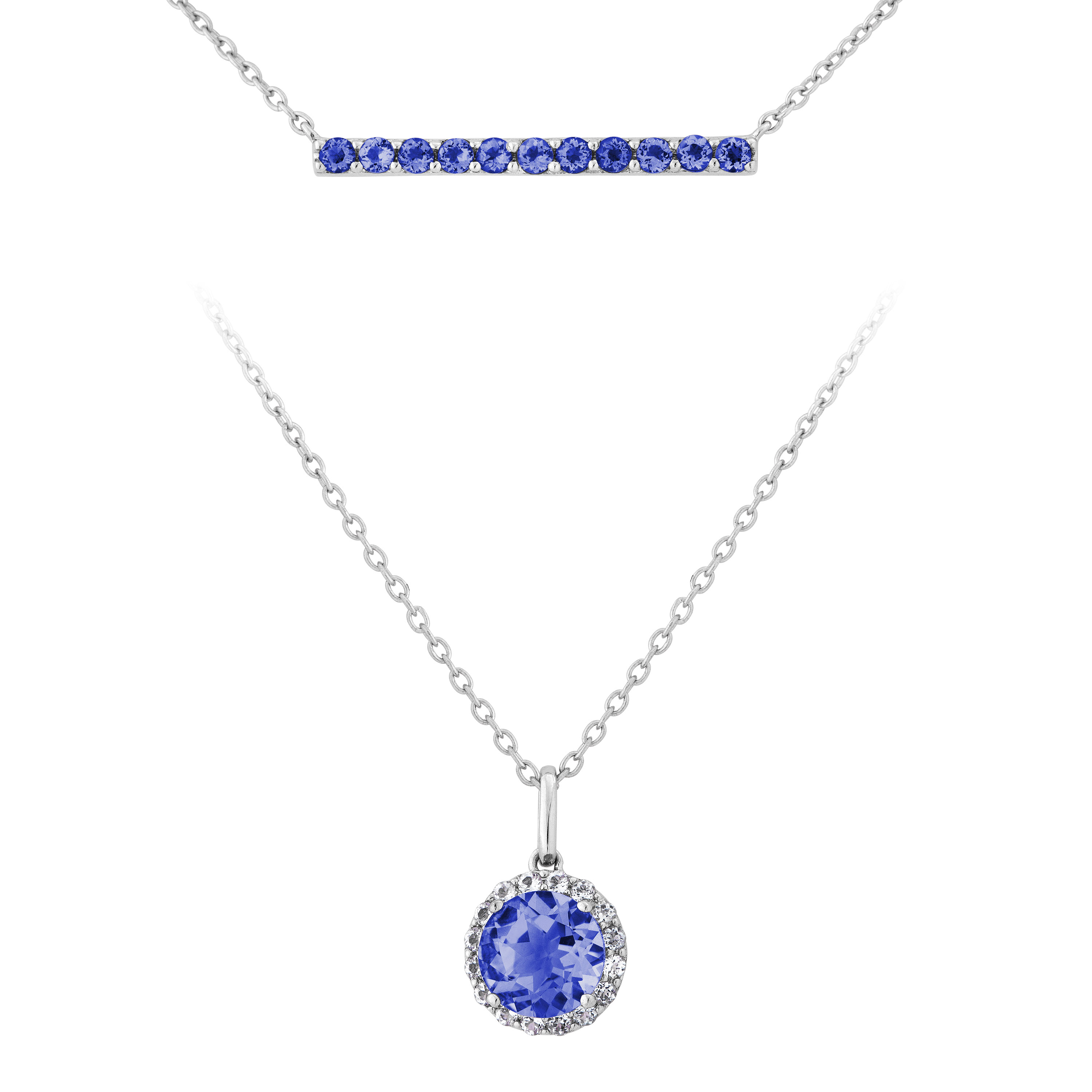 CZ Pendant Necklace, Rhodium Plated Sterling Silver