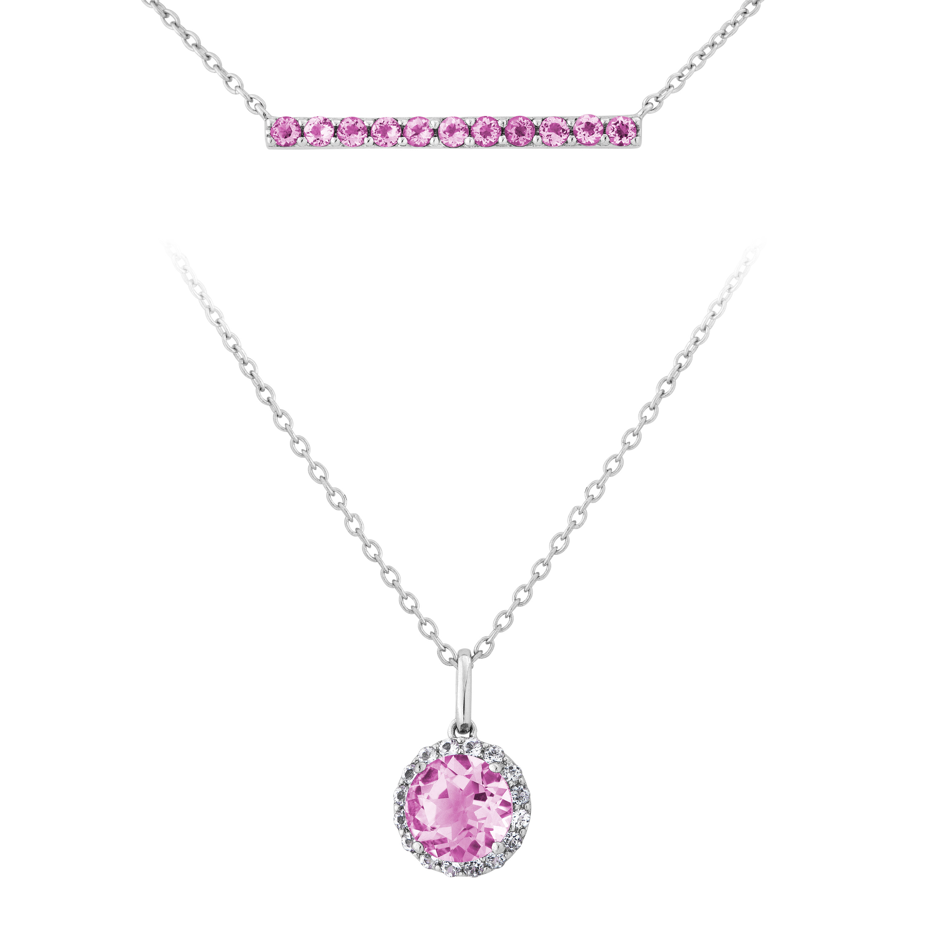 CZ Pendant Necklace, Rhodium Plated Sterling Silver