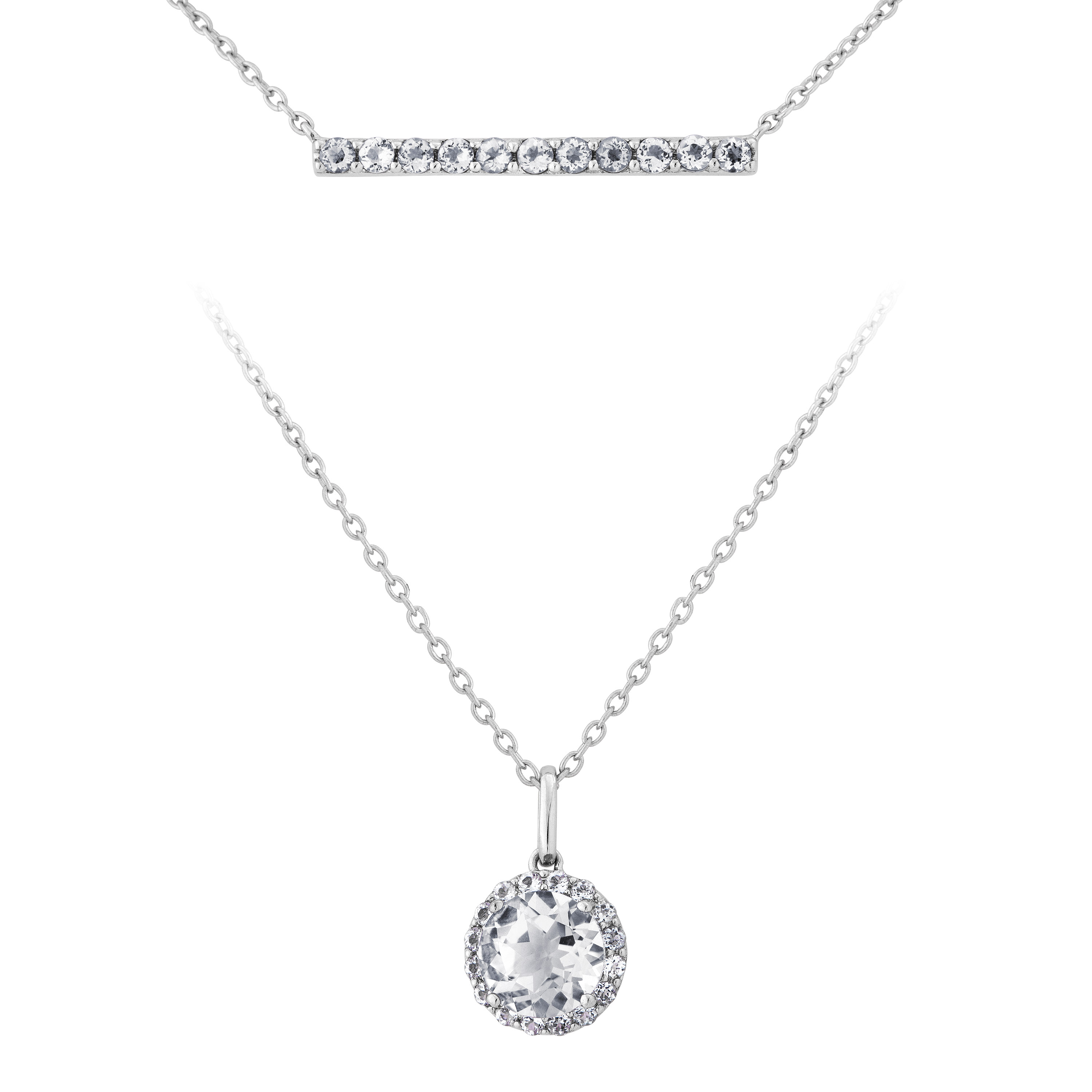 CZ Pendant Necklace, Rhodium Plated Sterling Silver