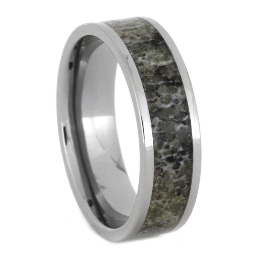 Deer antler 6 millimeter comfort-fit titanium wedding band is handcrafted by expert artisans.  