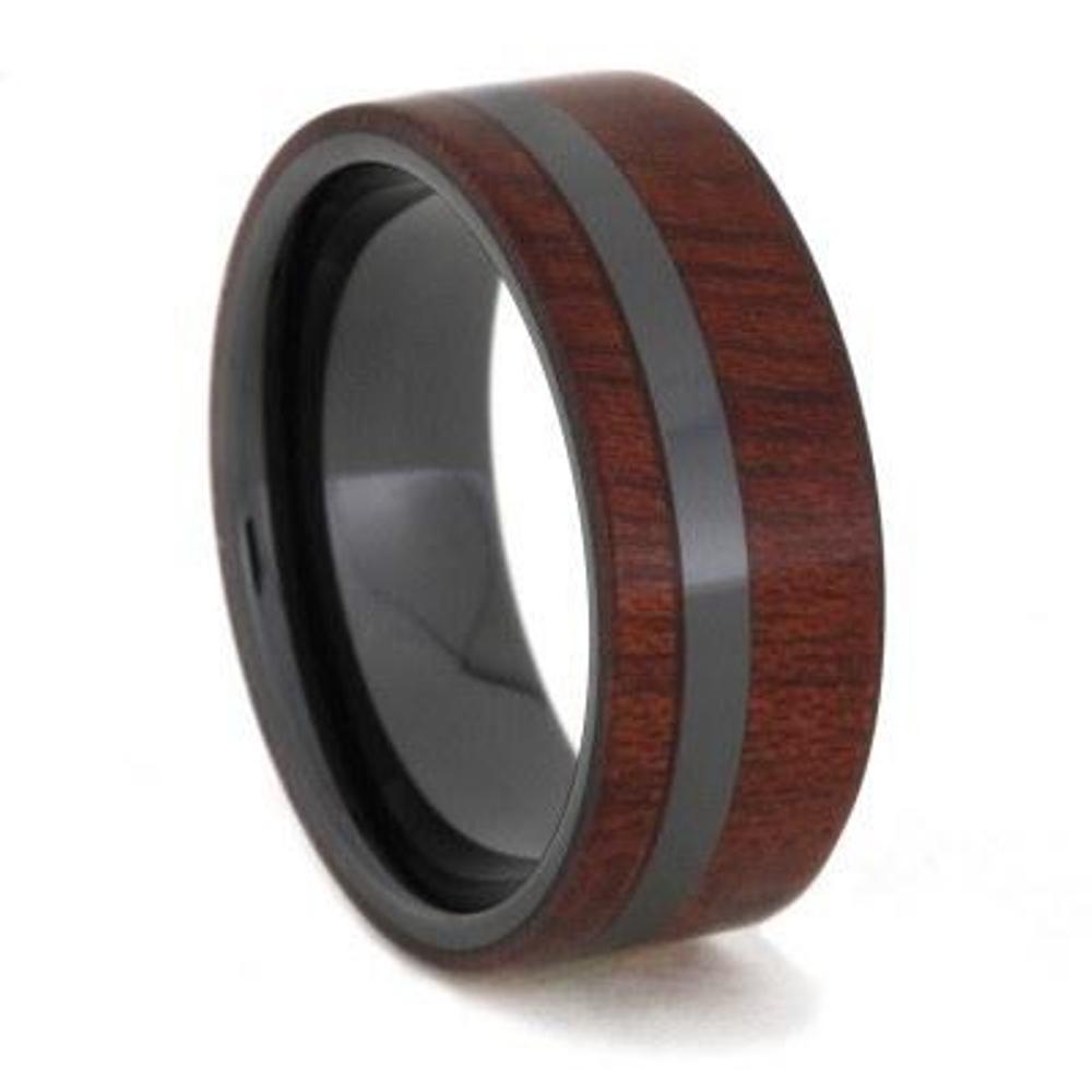  Bloodwood 8mm Comfort-Fit Black Ceramic Wedding Band 