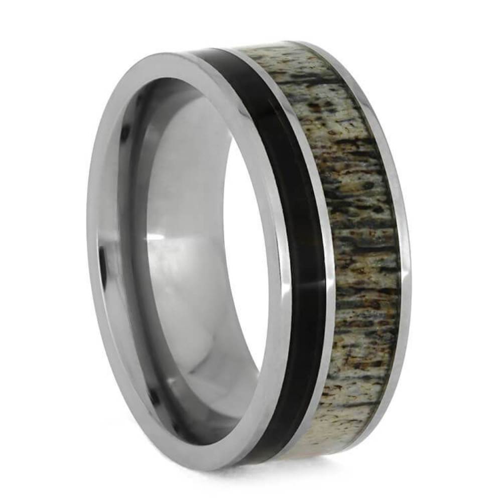   Deer Antler, Ironwood 8mm Titanium Comfort-Fit Wedding Band 