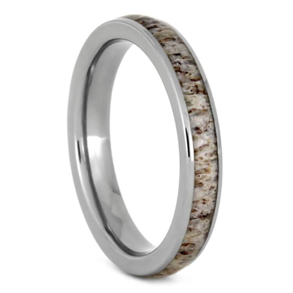 Deer Antler 3mm Titanium Comfort-Fit Wedding Band 