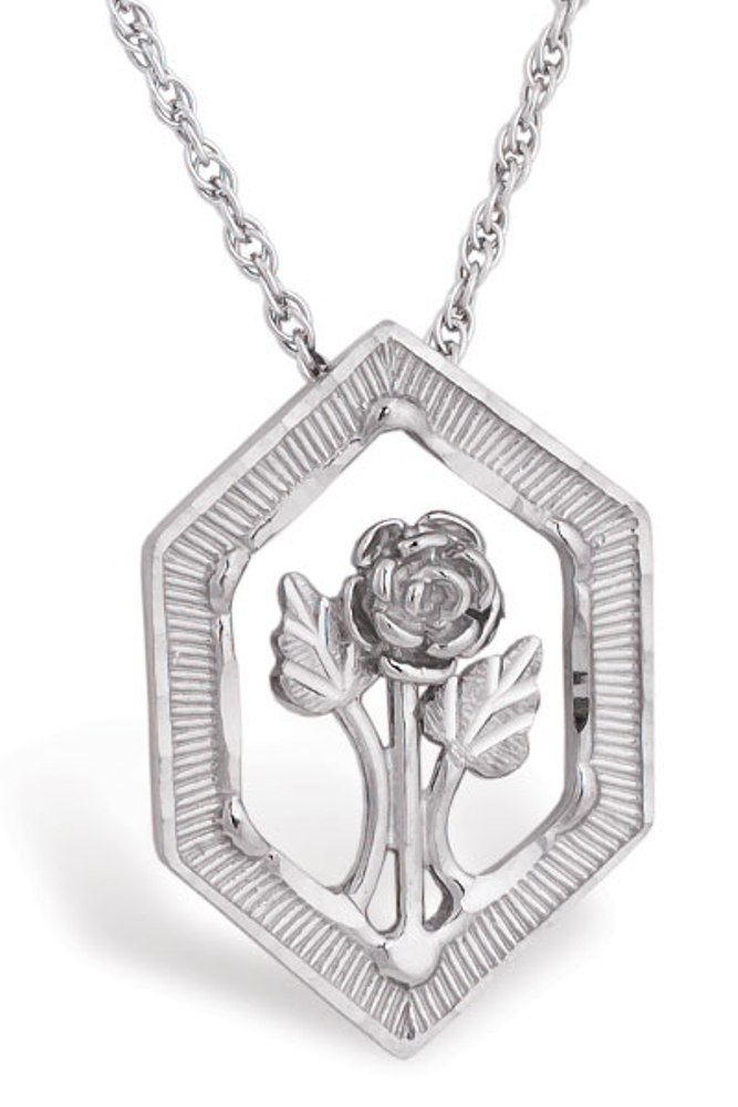 Flower Pendant Necklace, Sterling Silver