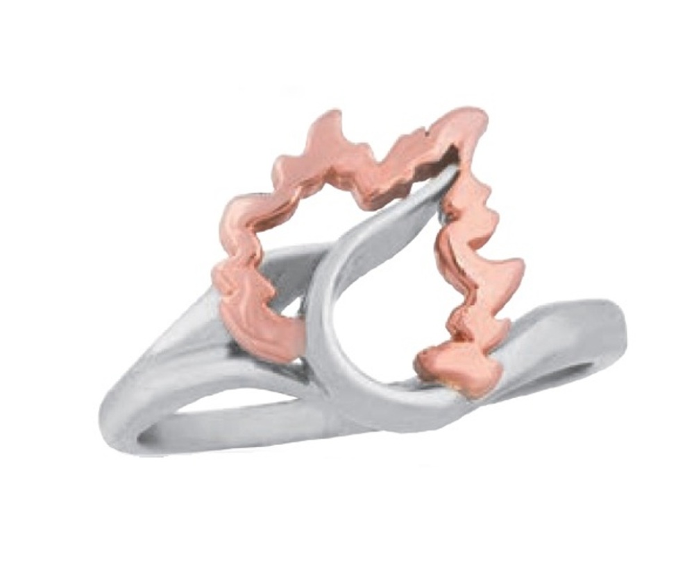 Red BHG Leaf Ring Sterling Silver. 