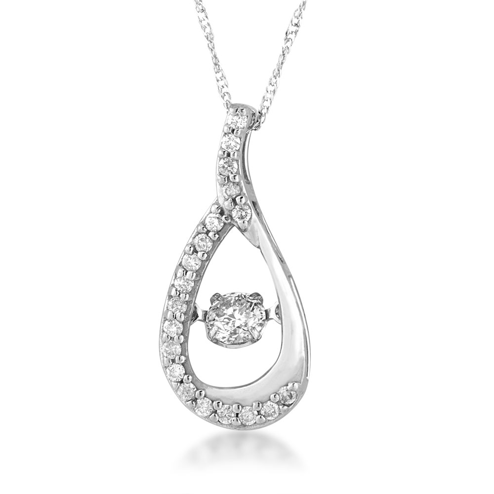 Diamond Pendant Necklace, Sterling Silver