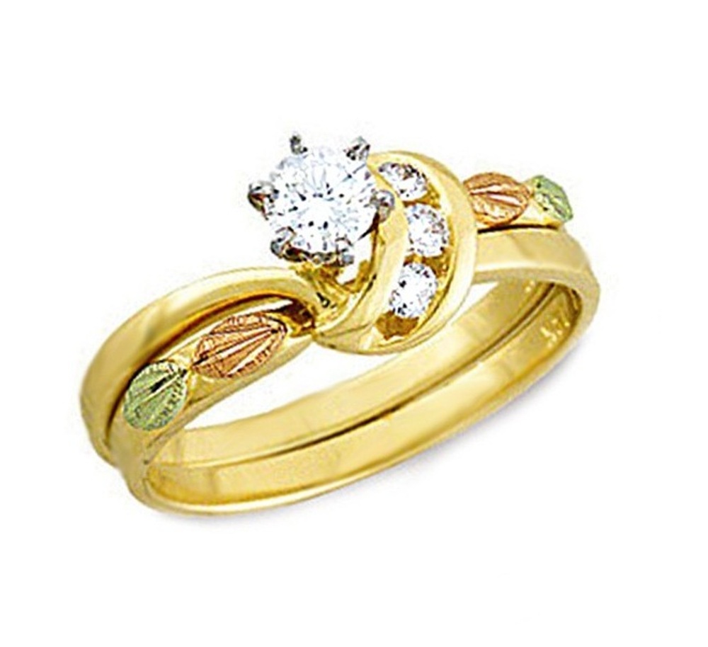 10k Yellow Gold Diamond Wedding Set Engagement Ring