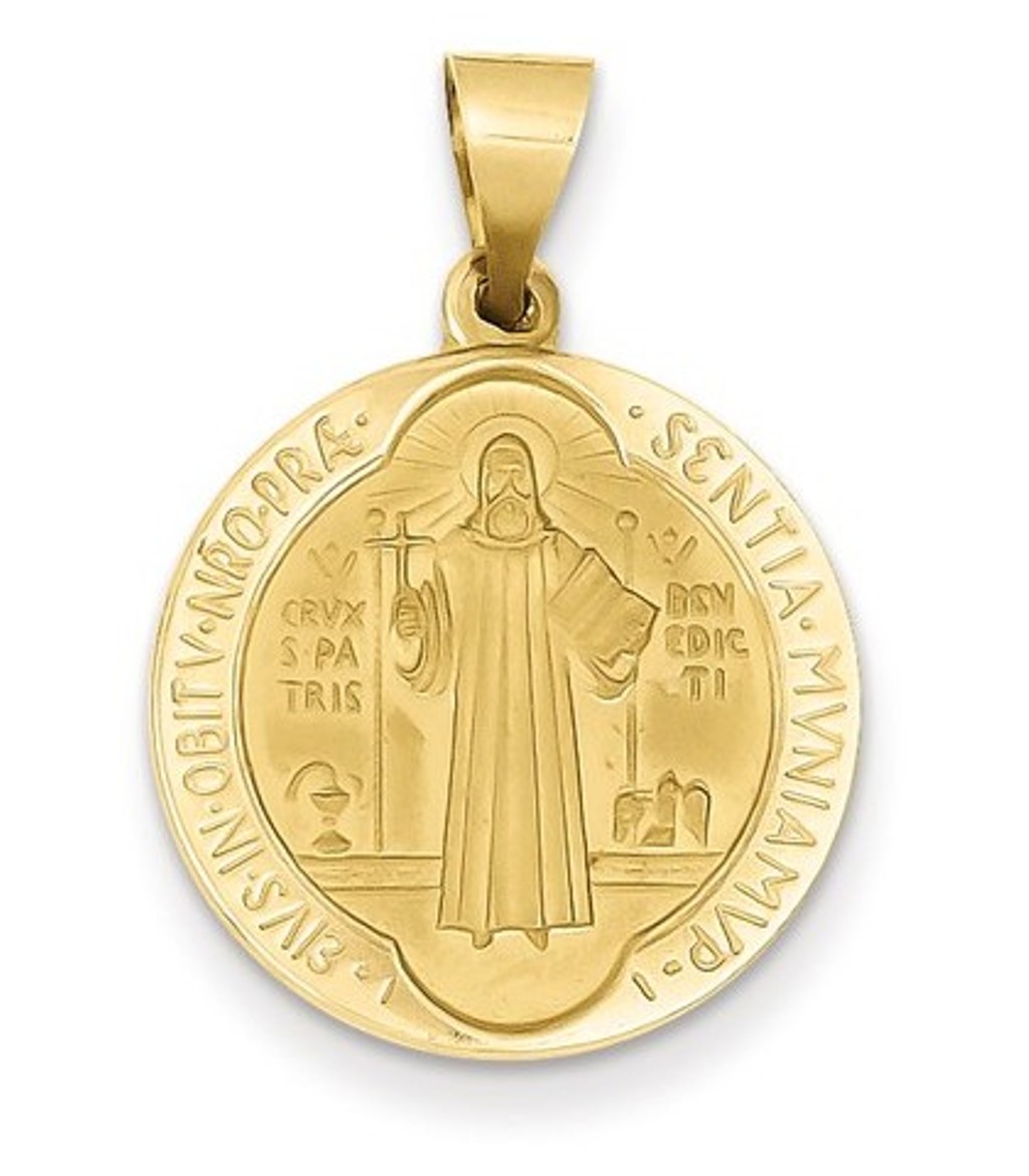 14k Polished and Satin Medal Pendant