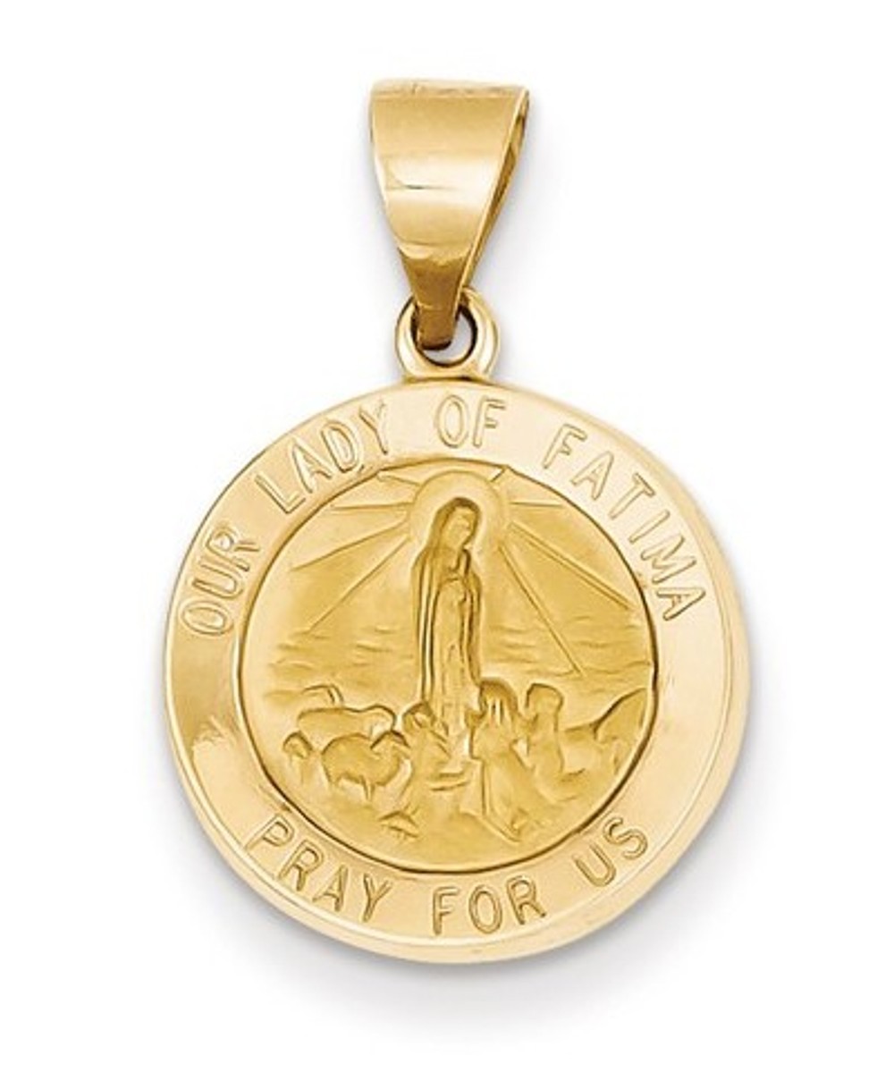 14k Yellow Gold Our Lady Fatima Medal Pendant (17X15MM)