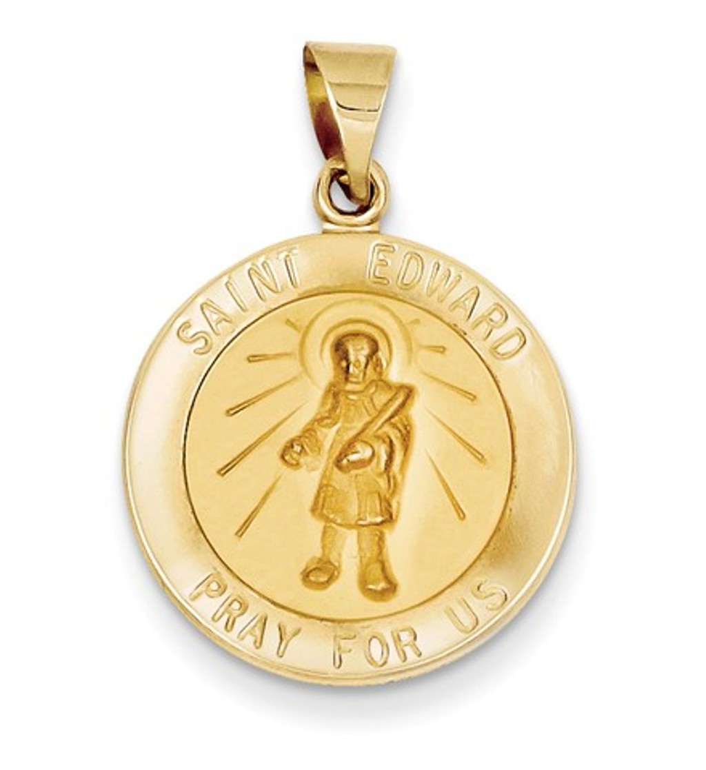 14k Polished and Satin St. Edward Medal Pendant
