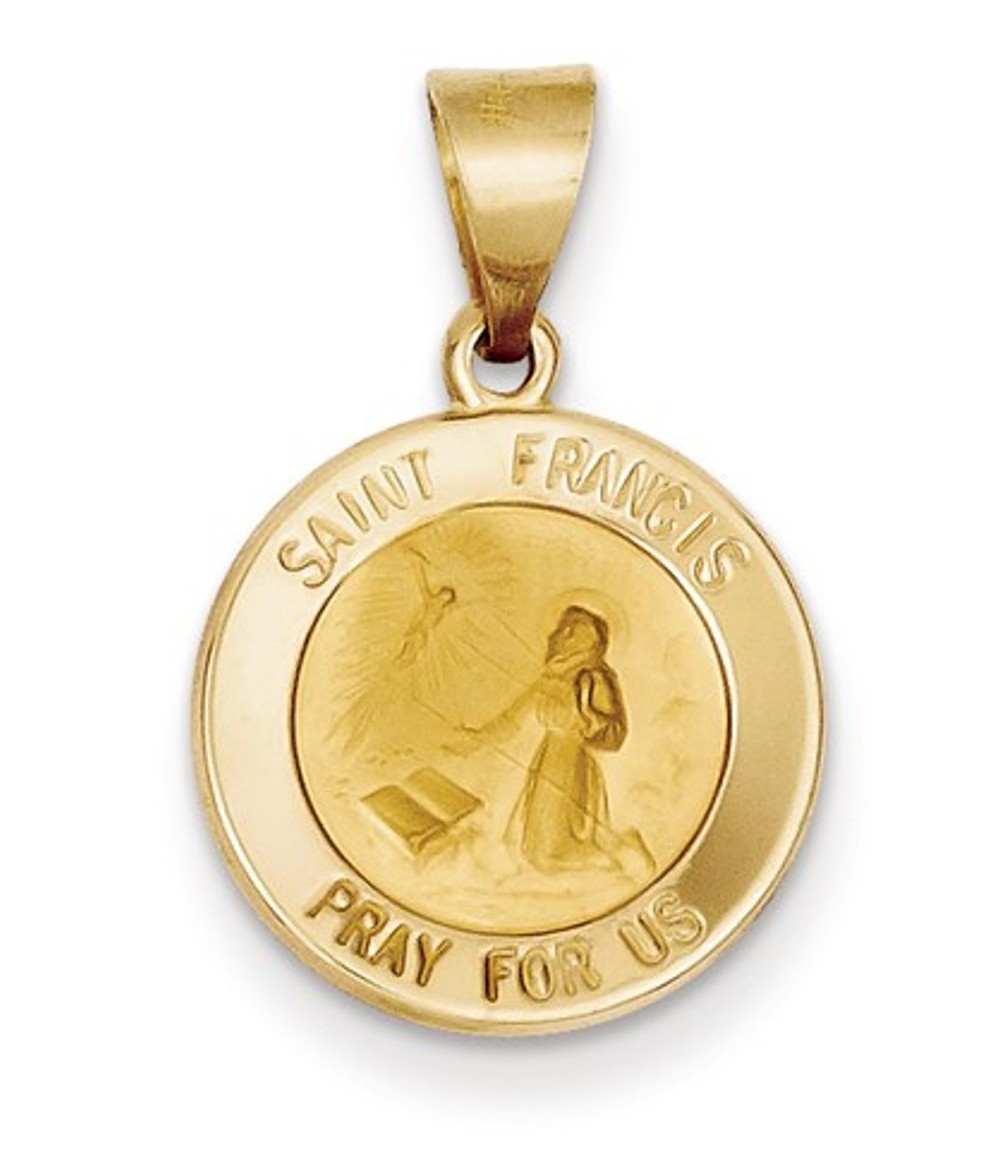 14k Yellow Gold St. Francis Medal Pendant (17X15MM)