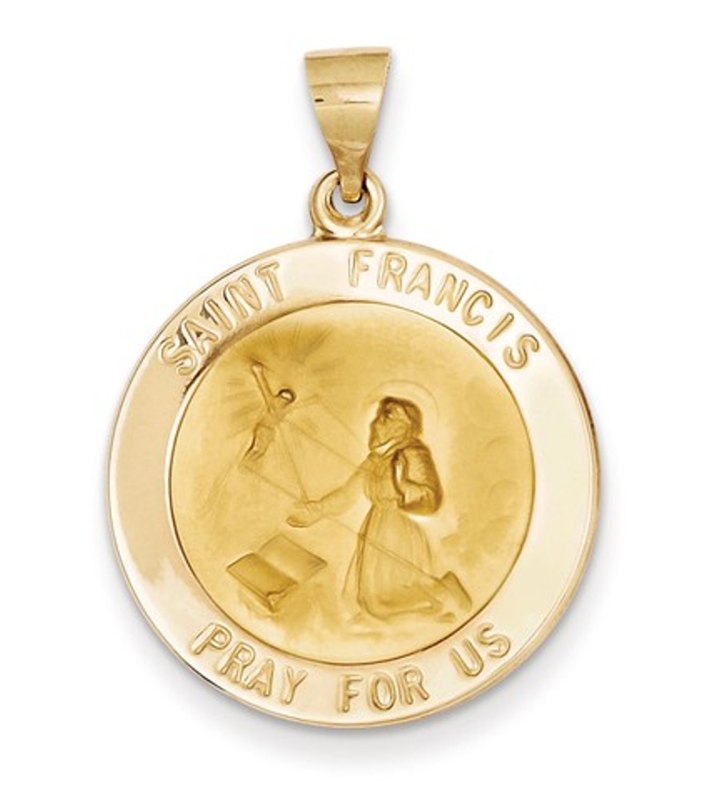 14k Yellow Gold  St. Francis Medal Pendant (25X23MM)