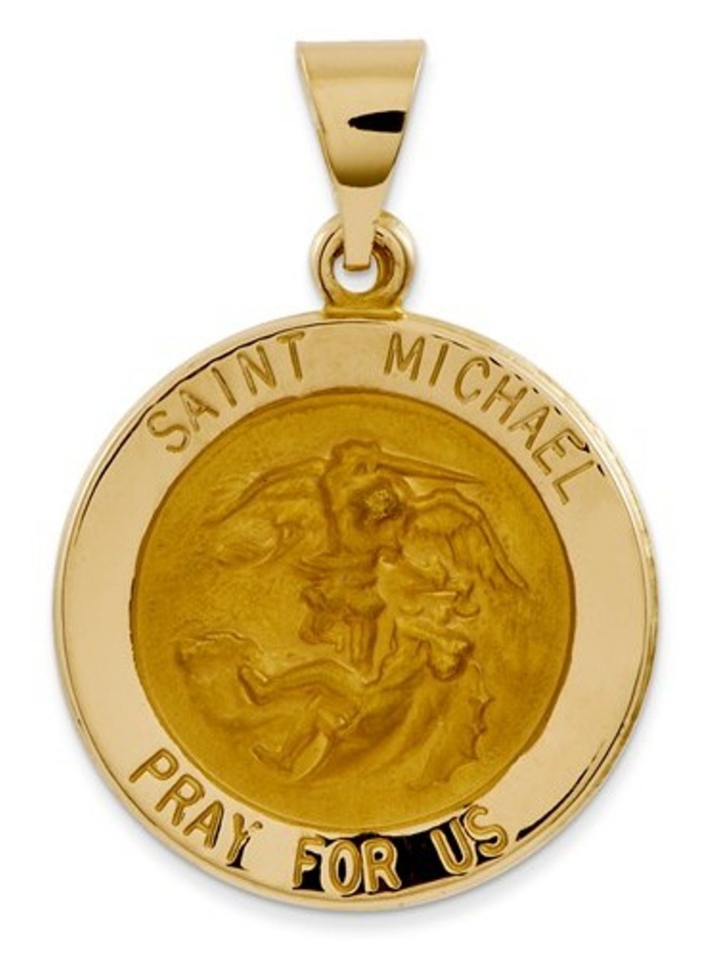 14k Yellow Gold and St. Michael Medal Charm Pendant (21X18 MM)