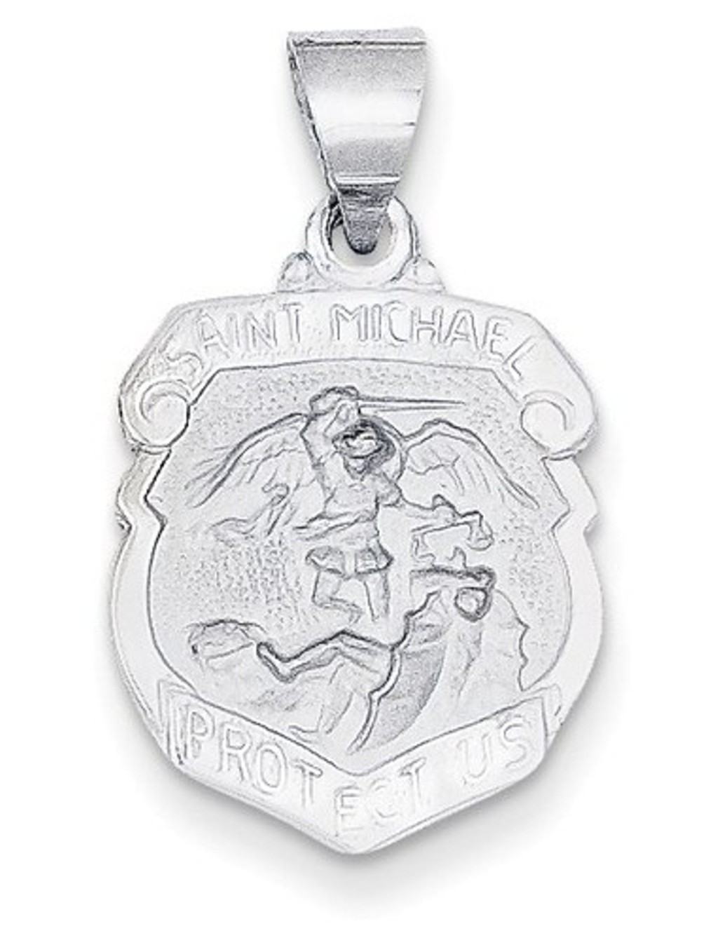 Rhodium-Plated 14k White Gold St. Michael Medal Pendant (20X15MM )
