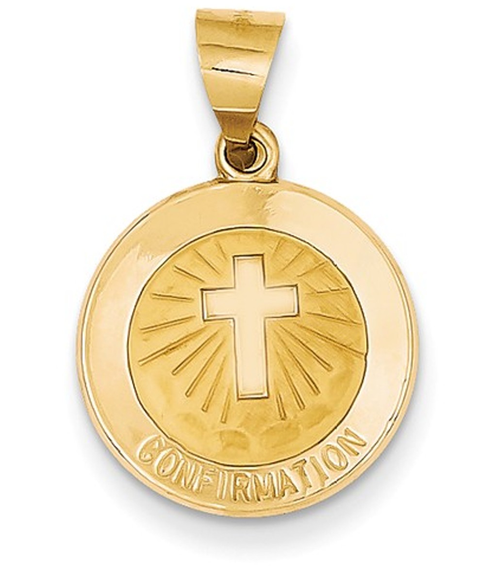 14k Yellow Gold Confirmation Medal Pendant (17X15MM)