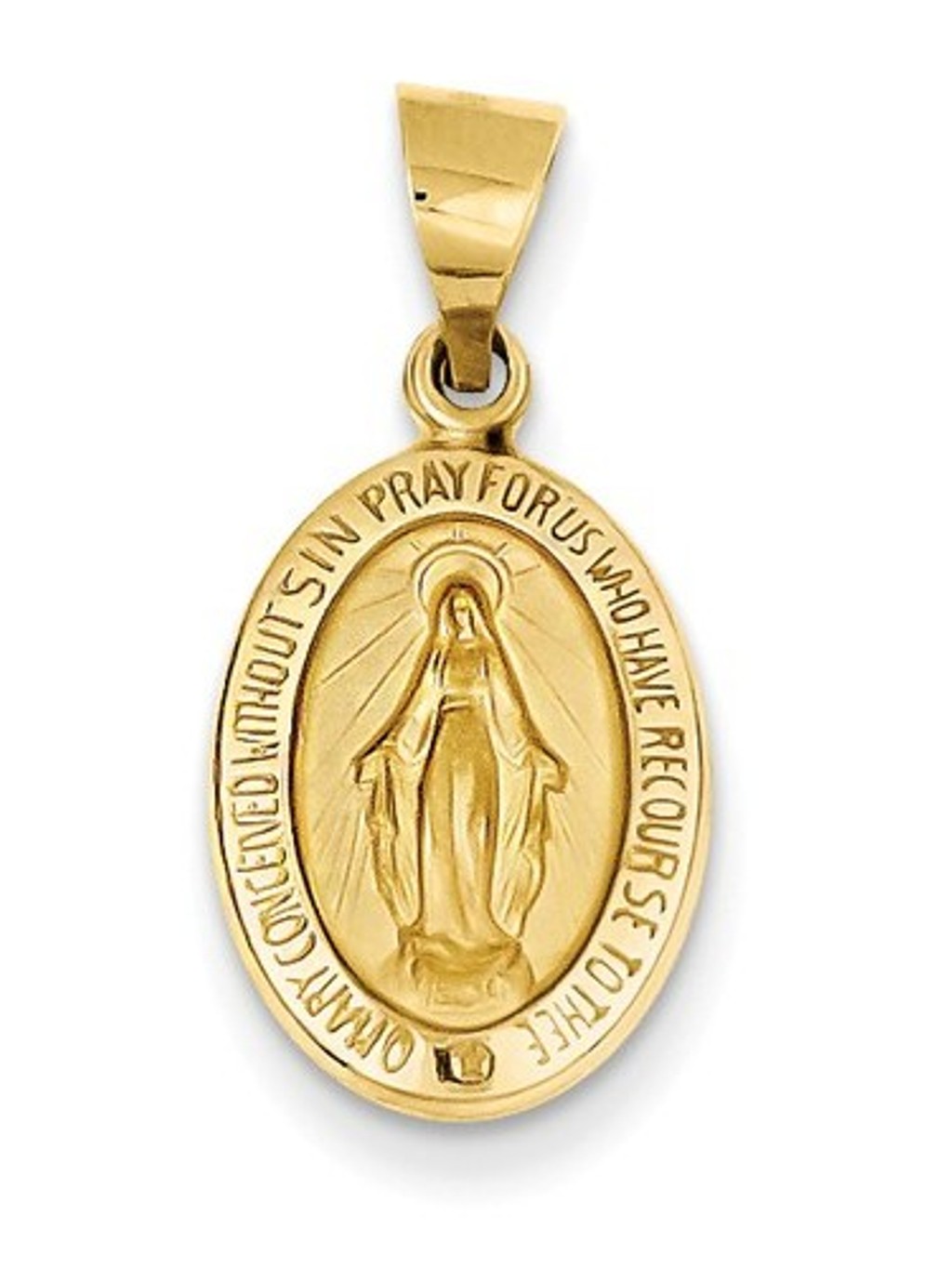 14K Yellow Gold Miraculous Religious Medal Pendant – 0.9g, Real Solid Gold