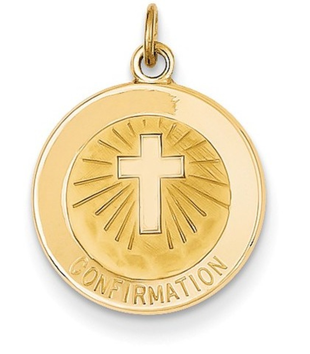 14k Yellow Gold Confirmation Medal Charm (20X15MM)