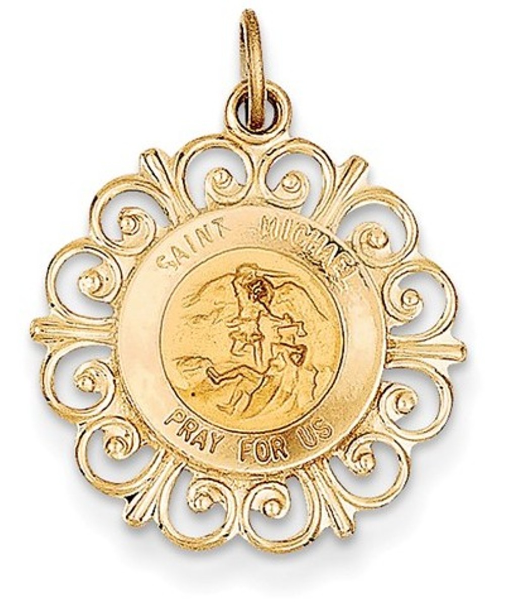 14k Yellow Gold St. Michael Medal Charm (26X16MM)