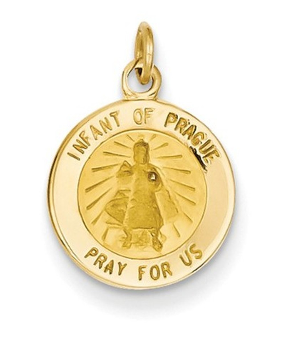 14k Yellow Gold Infant Of Prague Medal Charm (17X12MM)