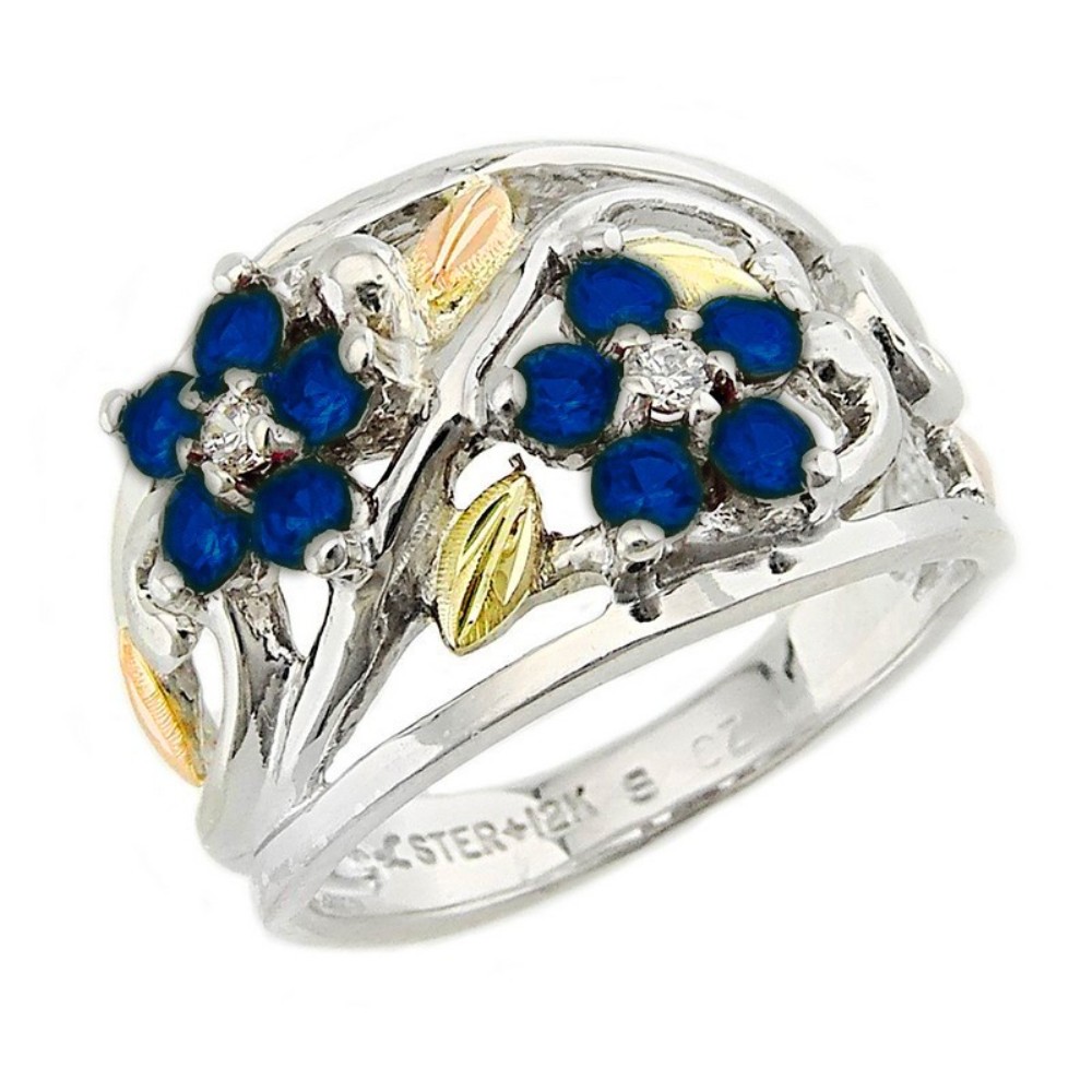 black-hills-gold-on-silver-created-blue-sapphire-birthstone-ring-LR986-SS. 