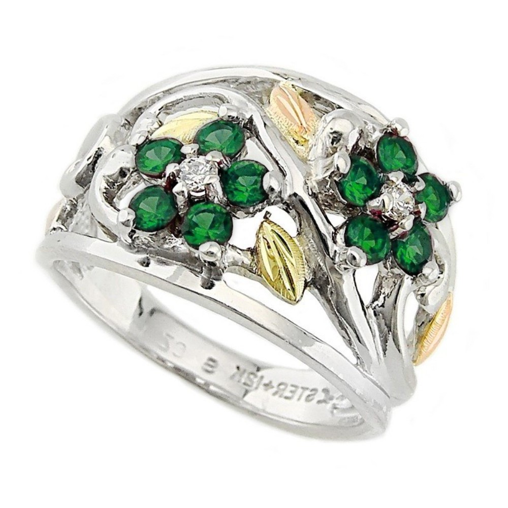 black-hills-gold-on-silver-created-emerald-birthstone-ring-LR986-SS. 