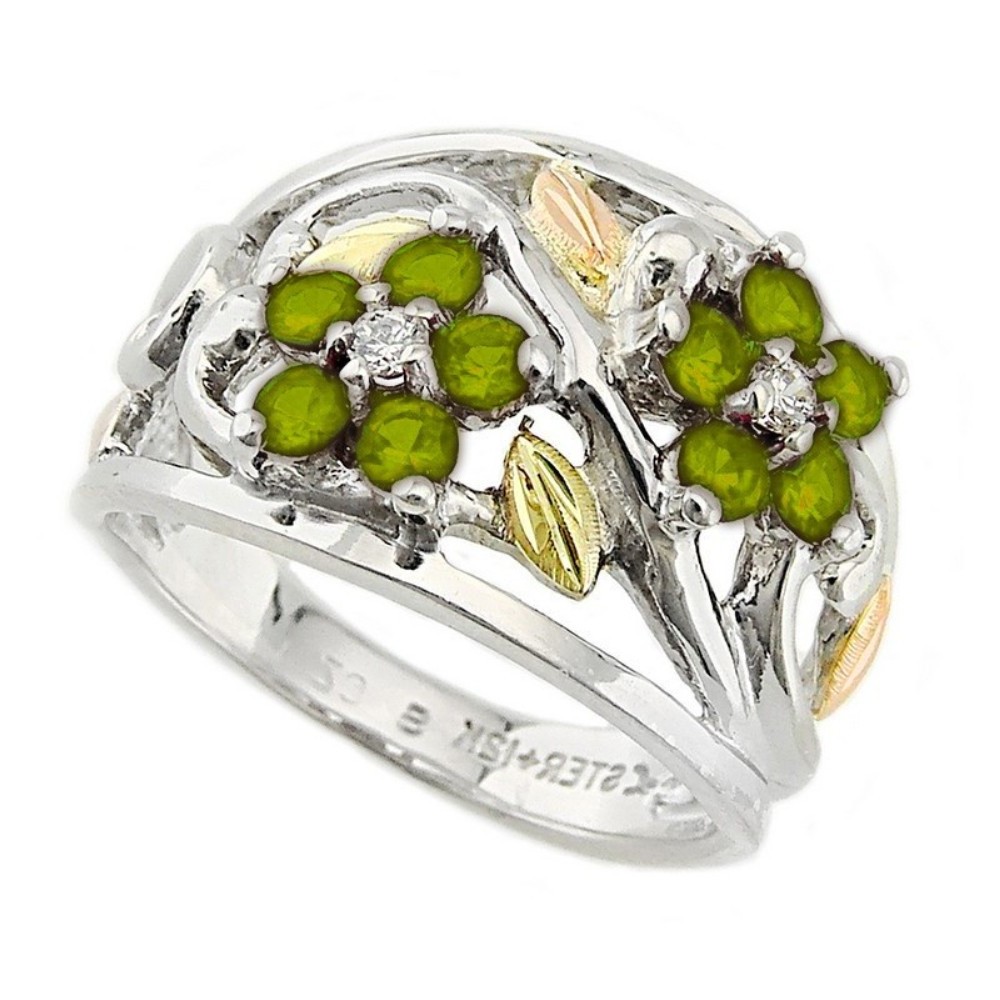 black-hills-gold-on-silver-created-peridot-birthstone-ring-LR986-SS. 