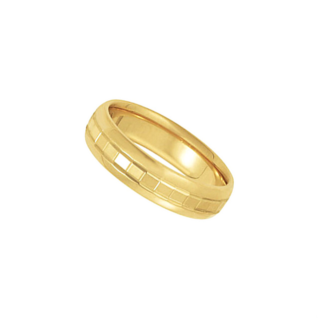 Domed Designer 6mm Comfort-Fit 14k Yellow Gold Band. 