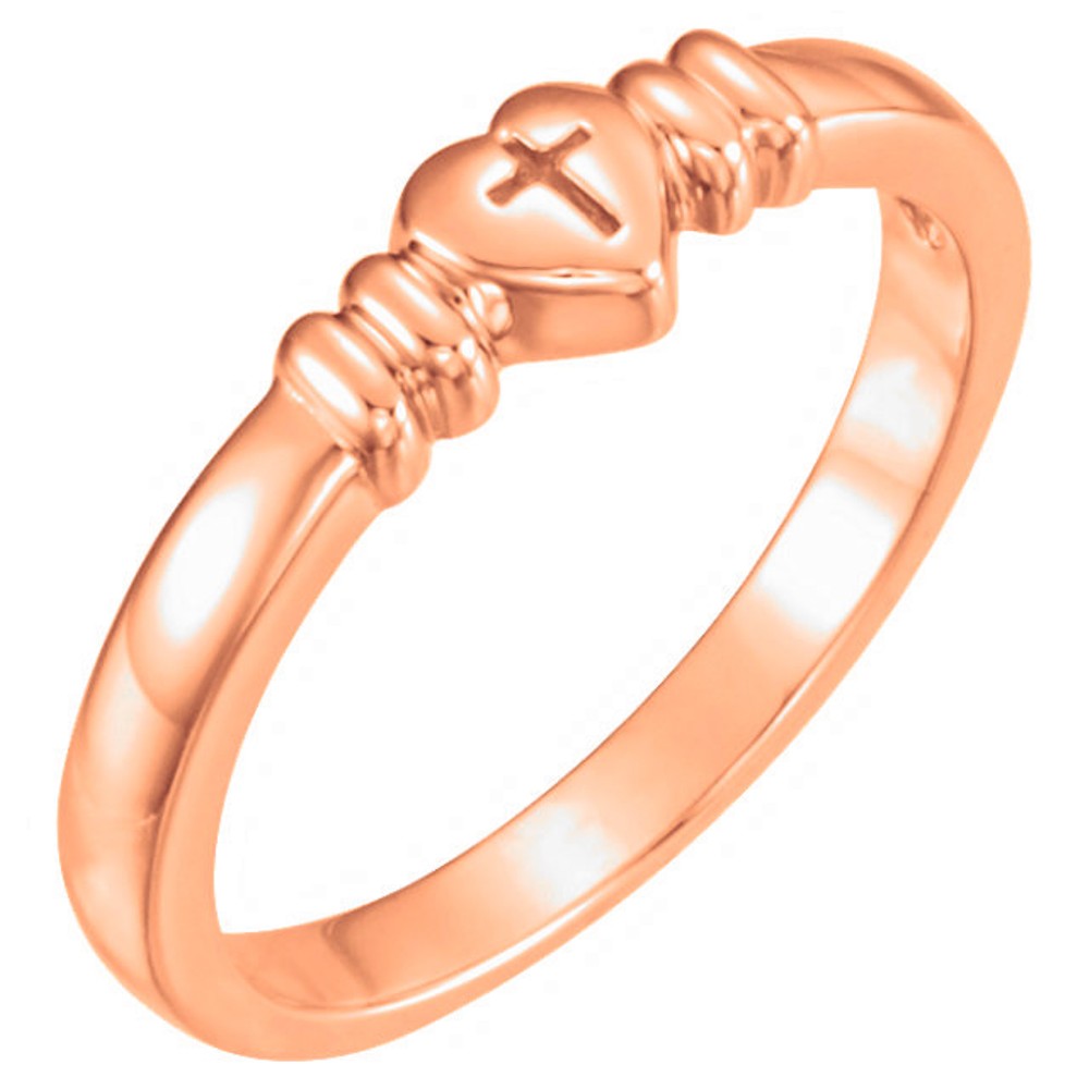 Heart with Cross Chastity Ring, 5.25mm 10k Rose Gold. 