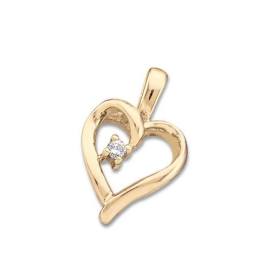 Diamond Heart 14k Yellow Gold Pendant.