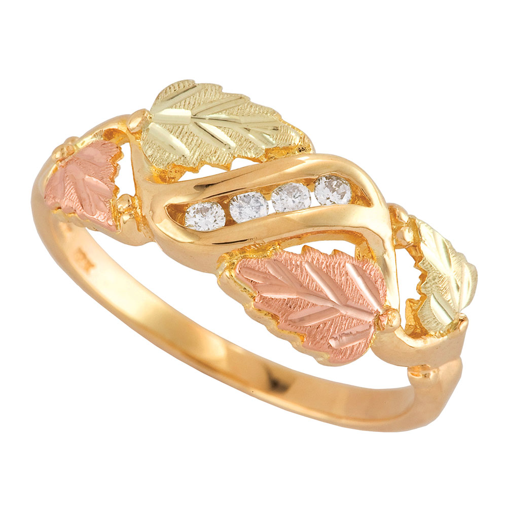 10k Gold with Gemstone and Black Hills Gold motif. 
