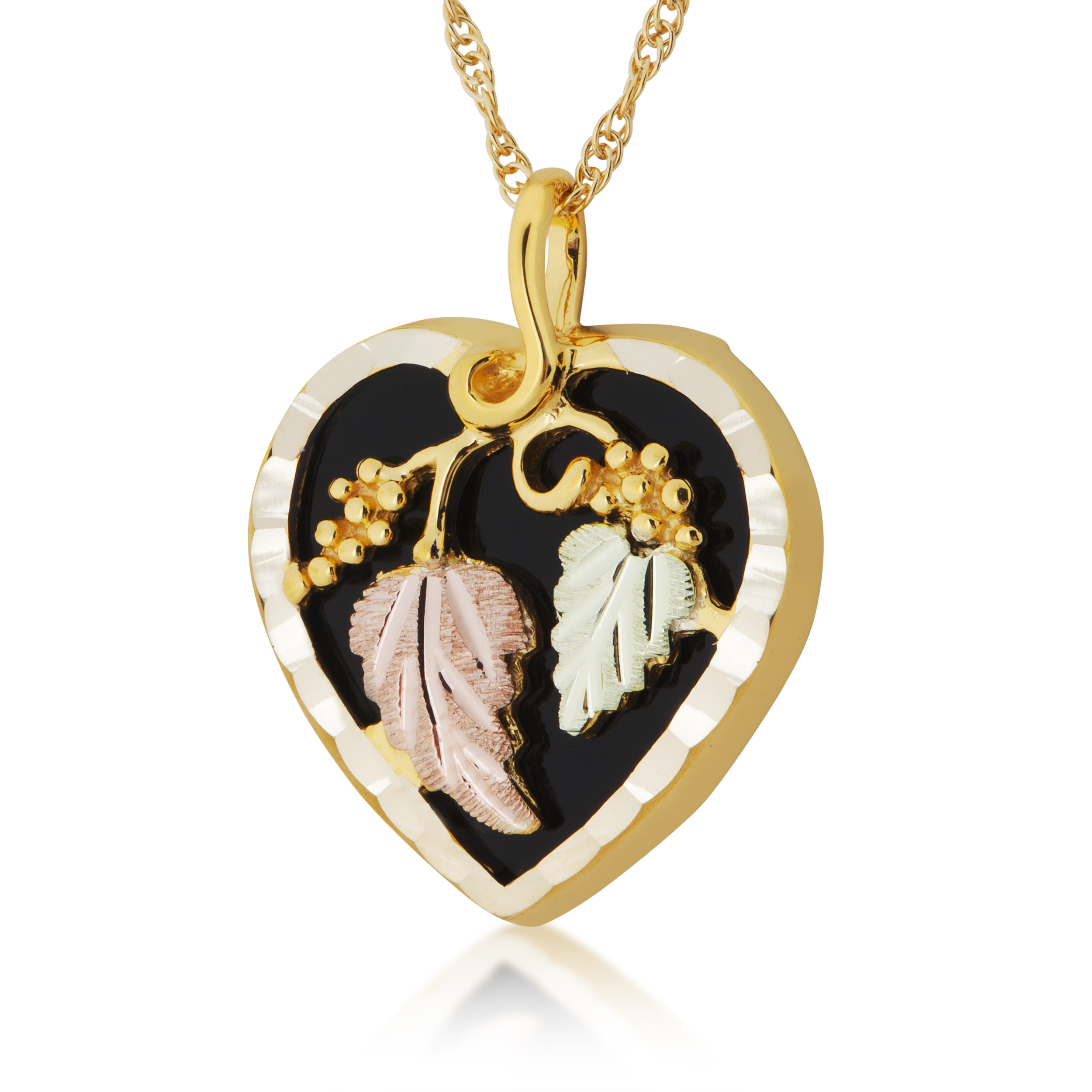 Black Hills Gold Necklace with heart shaped pendent. 