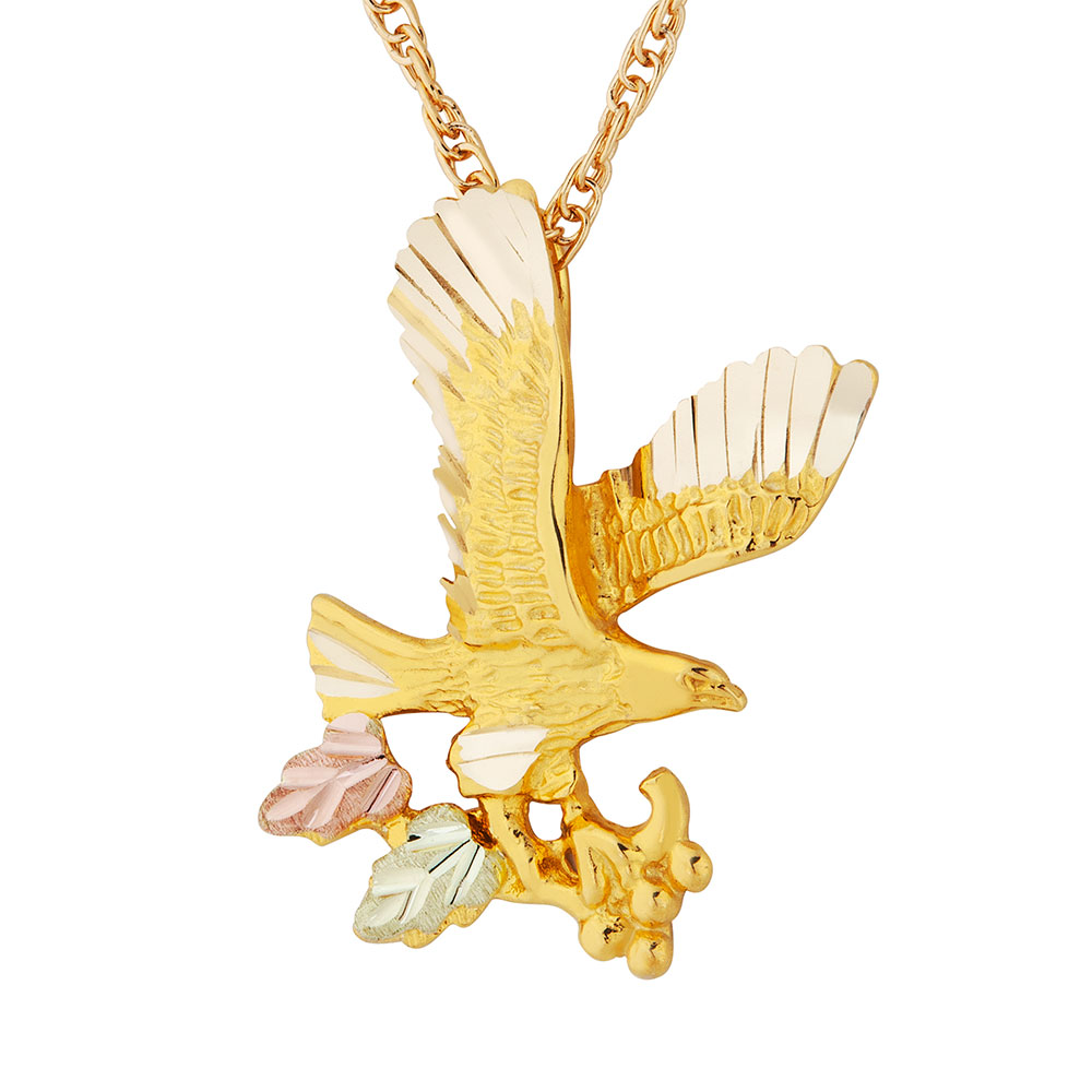 Black Hills Gold Necklace with Eagle Pendant. 