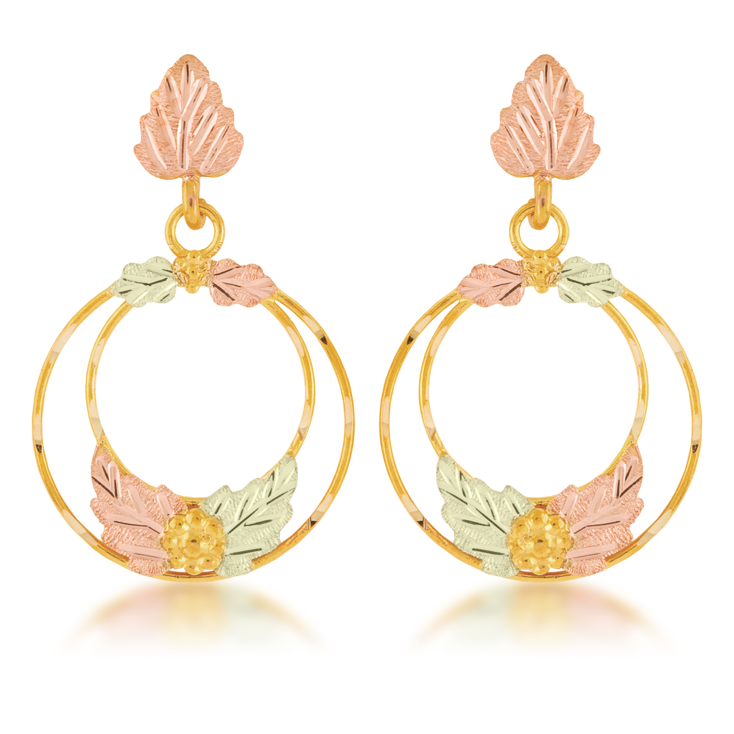 Black Hills Gold 10k Yellow Gold Earrings. 