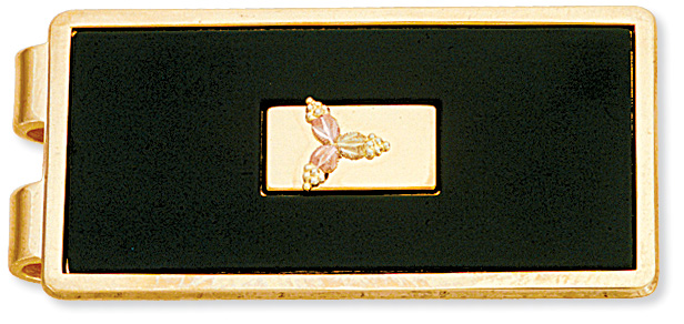 10k Yellow Gold Money Clip with Black Hills Gold motif. 