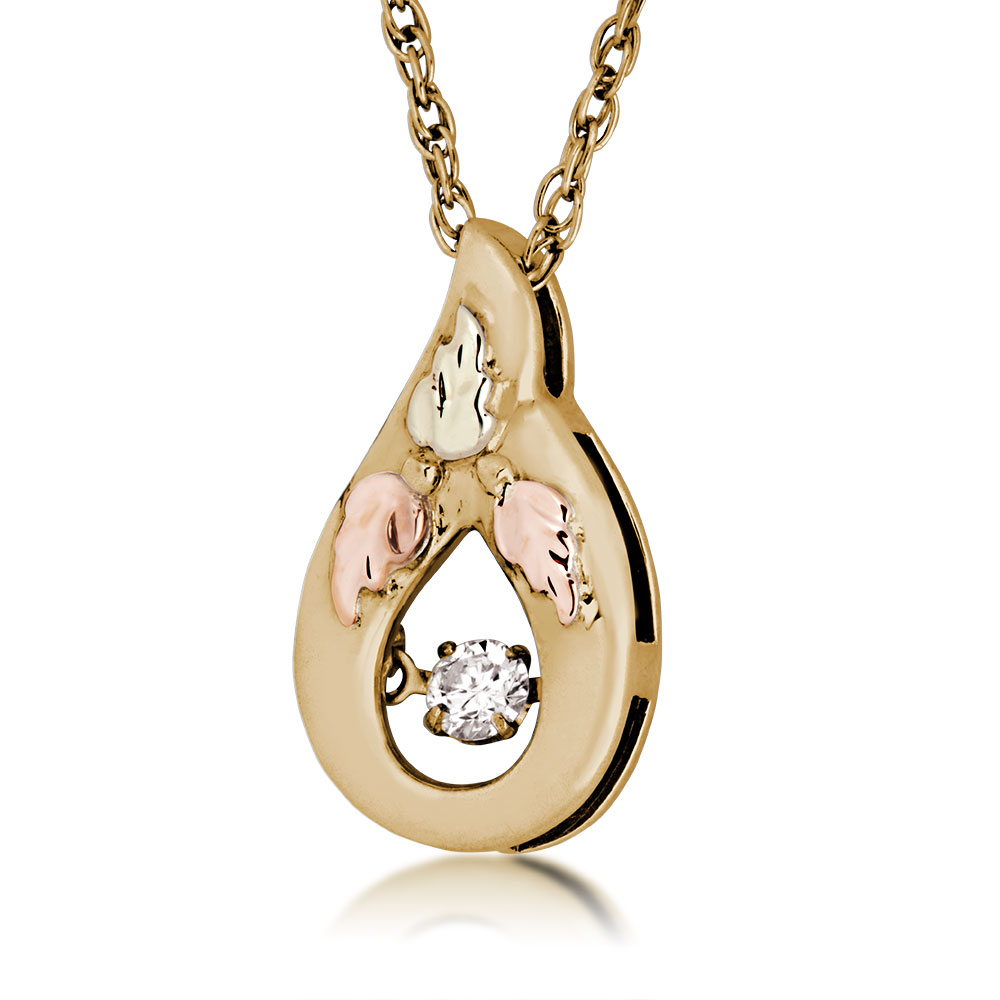 Black Hills Gold Necklace with tear drop shaped Pendent. 