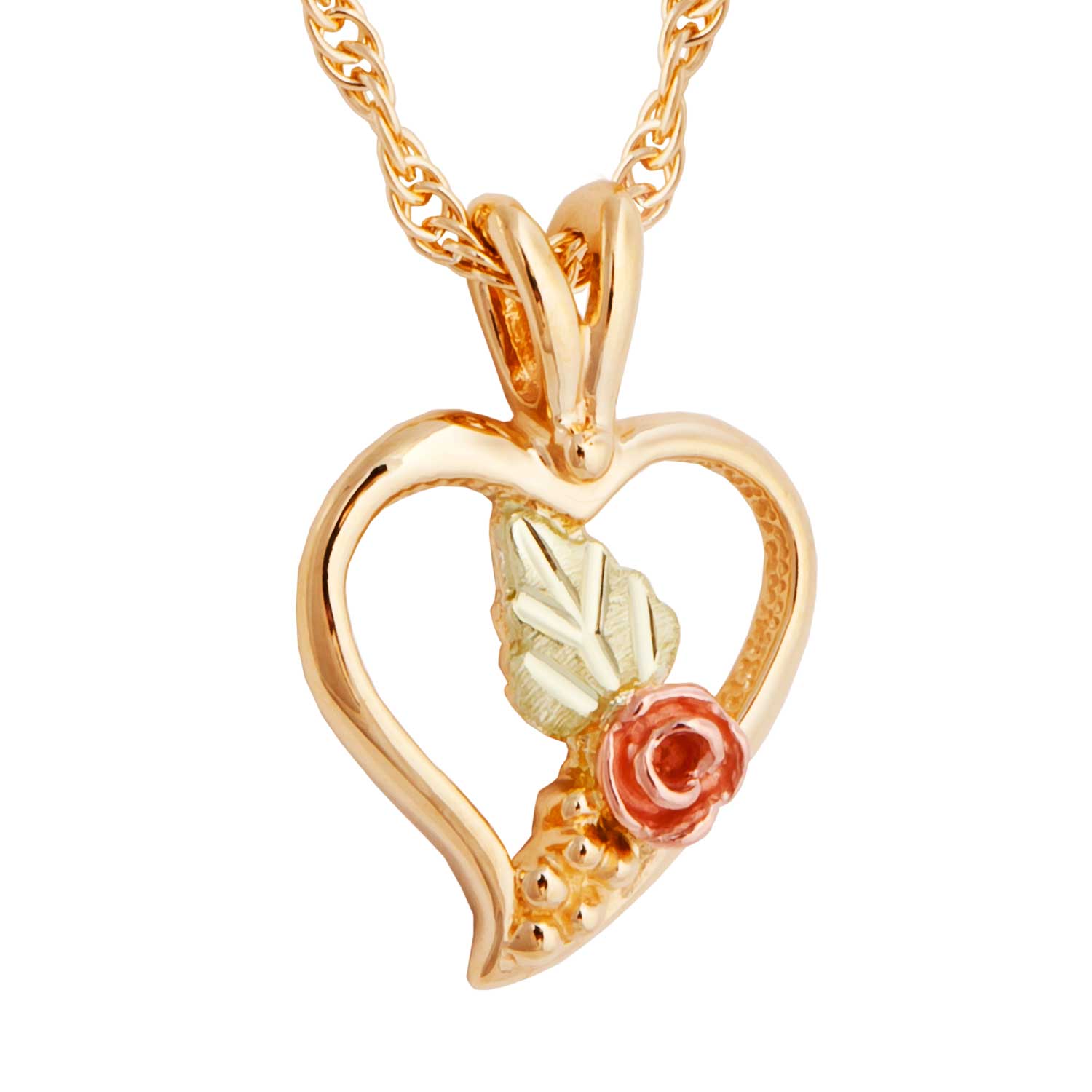 Black Hills Gold Necklace with Grape Cluster Rose motif pendent. 