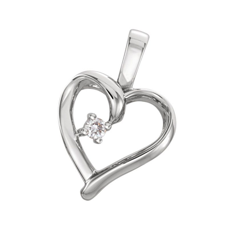 Diamond Heart 14k White Gold Pendant.