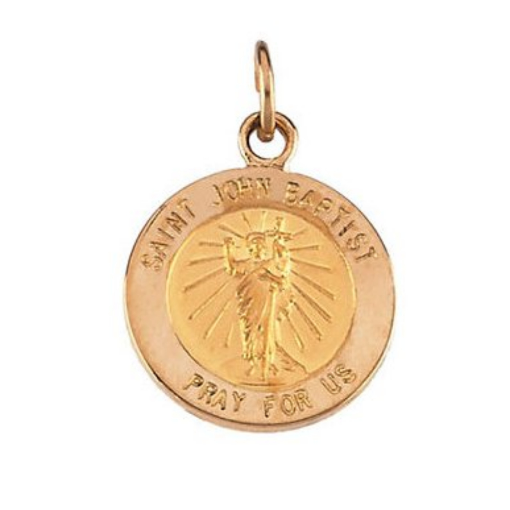 14k Yellow Gold Round St. John the Baptist Medal 15X 15 MM R16310_1000MP