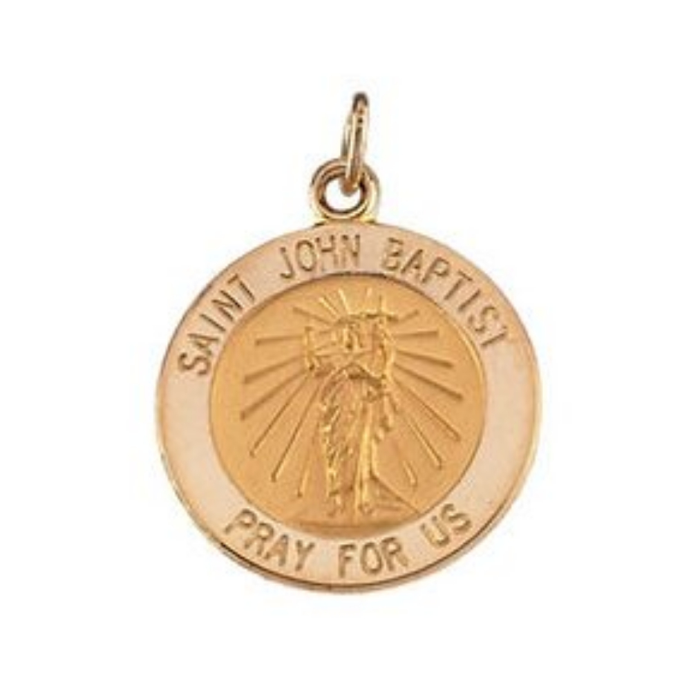 14k Yellow Gold Round St. John the Baptist Medal 12X 12 MM R16310_1000MP