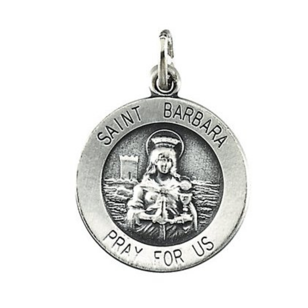 Sterling Silver St. Barbara Medal 14.75 MM R16314_1000MP