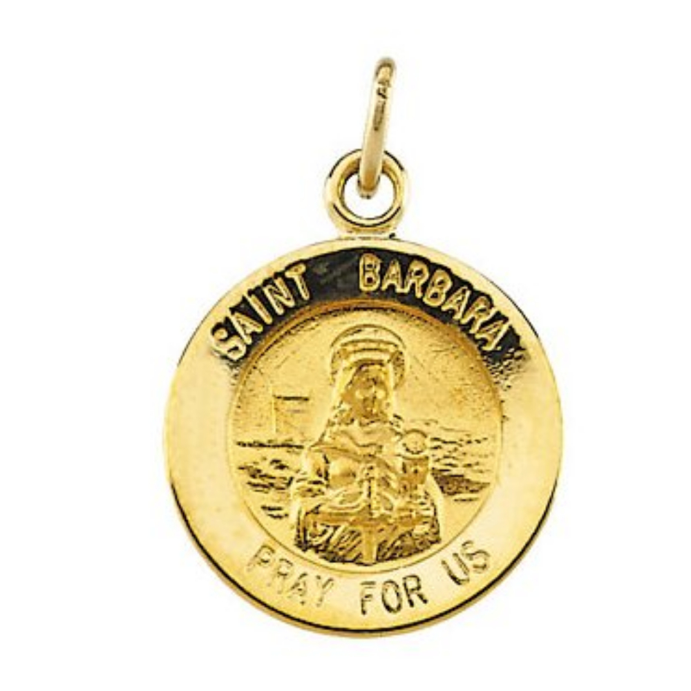 14k Yellow Gold St. Barbara Medal 18.25 MM R16314_1000MP