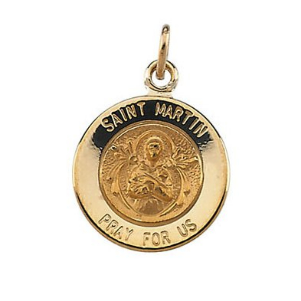  14k Yellow Gold Round St. Martin de Porres Medal 12MM R16317_1000MP