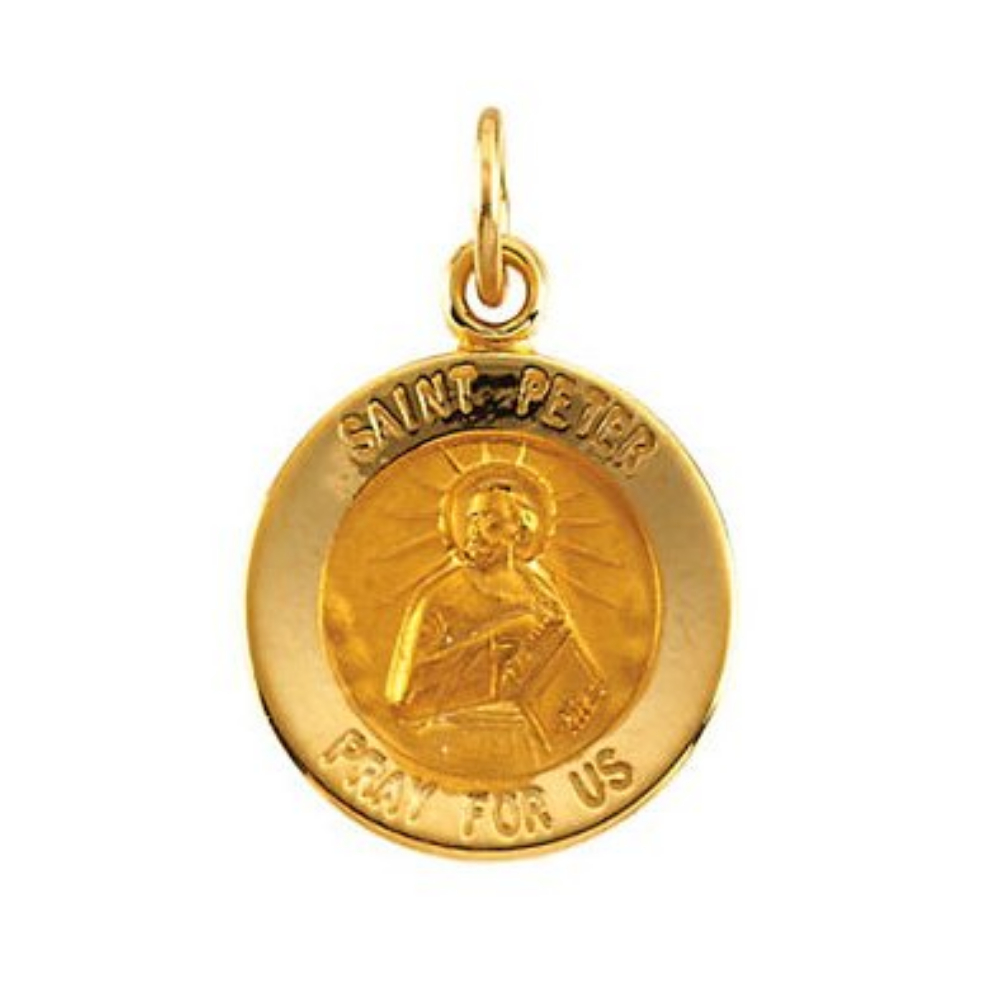 14k Yellow Gold Round St. Peter Medal 12MM R16320_1000MP