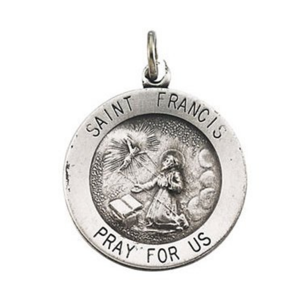 Sterling Silver Round St. Francis of Assisi Medal 18.25 M R16323_1000MP