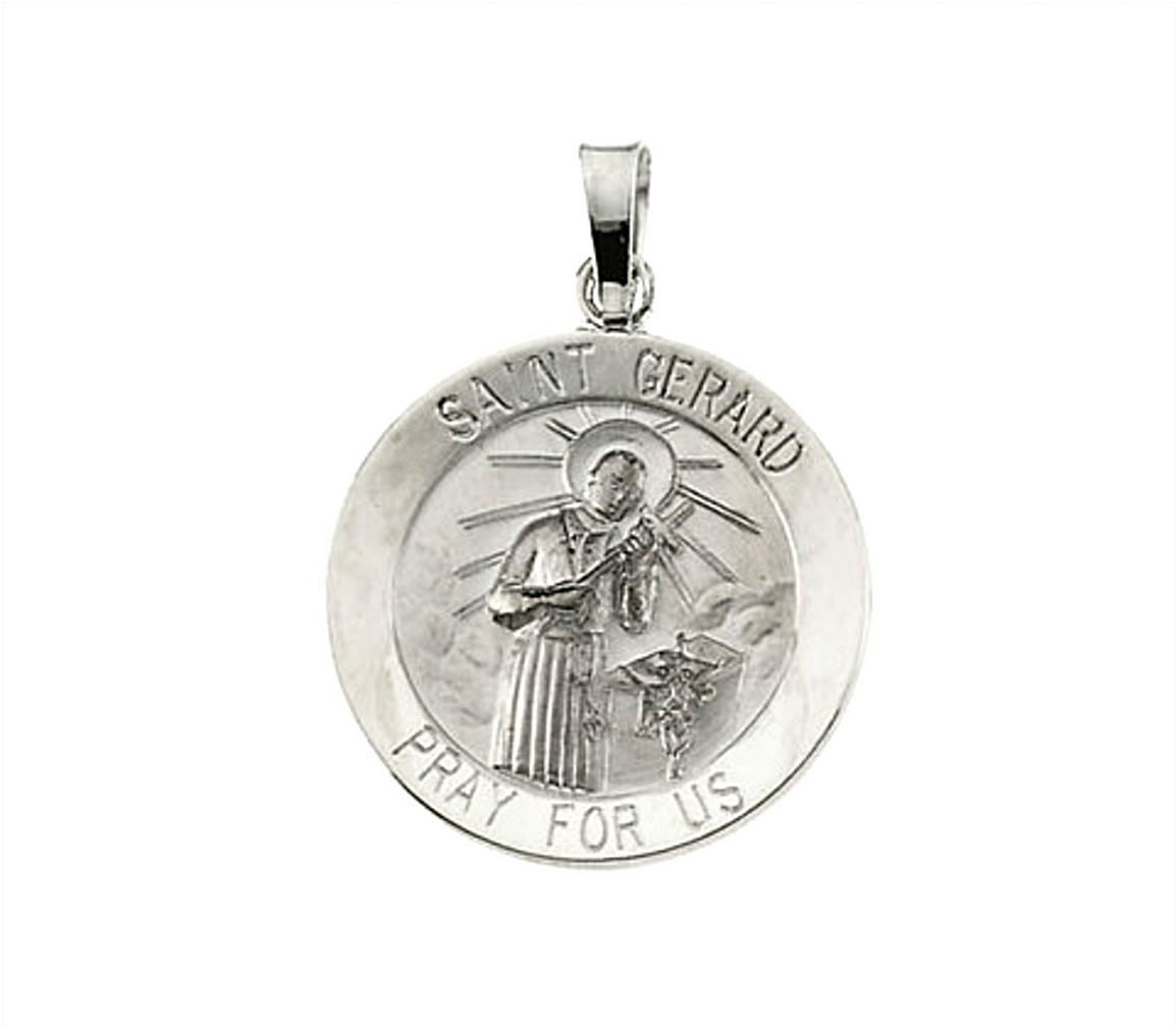 14k White Gold St. Gerard Medal (18 MM)