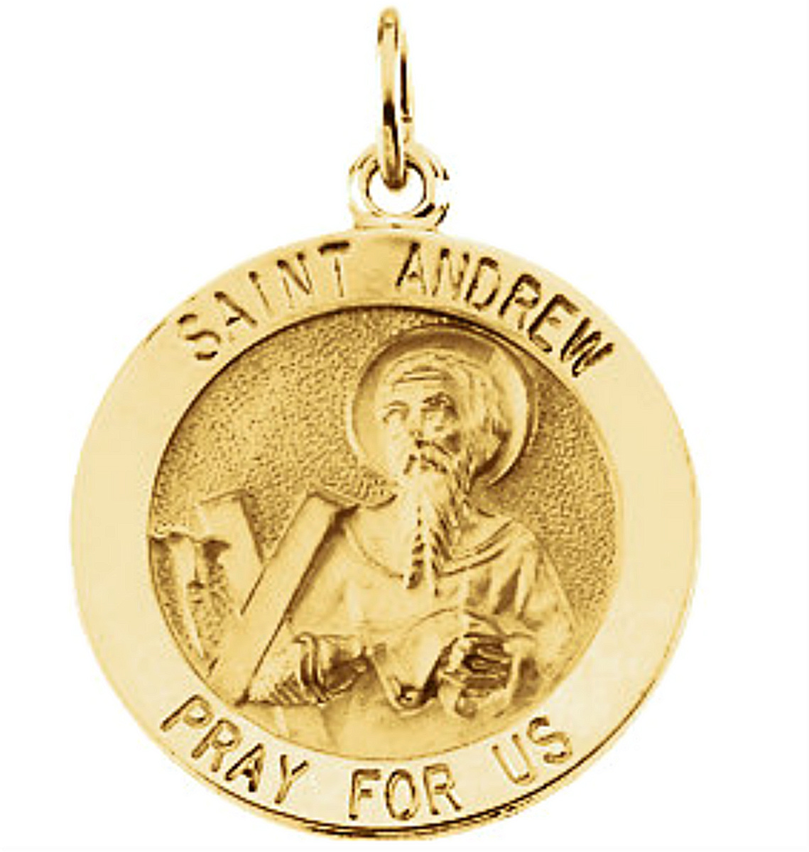 14k Yellow Gold Round St. Andrew Medal (12 MM).